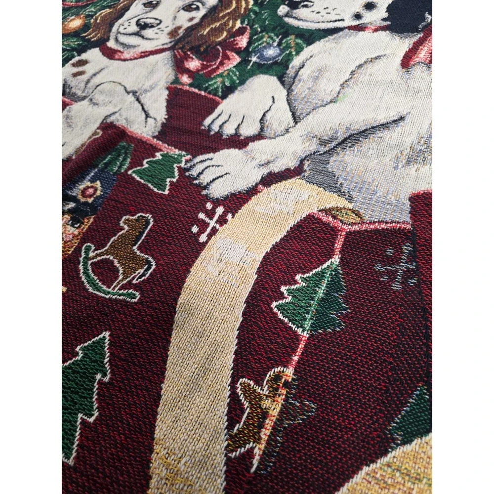 Vintage Crown‎ Crafts Christmas Puppies Dog Holiday Throw Blanket Tapestry